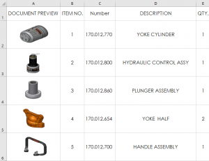 將SolidWorks物料清單導出到Excel時可帶縮略圖了