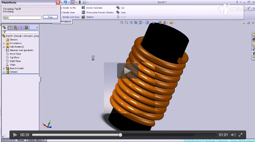 SolidWorks教程16 - 電機線圈渲染版（實景）