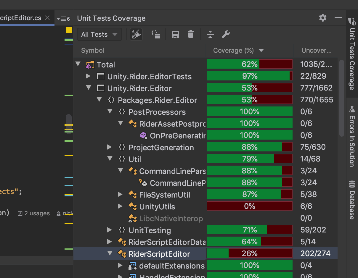 測試Unity的覆蓋率
