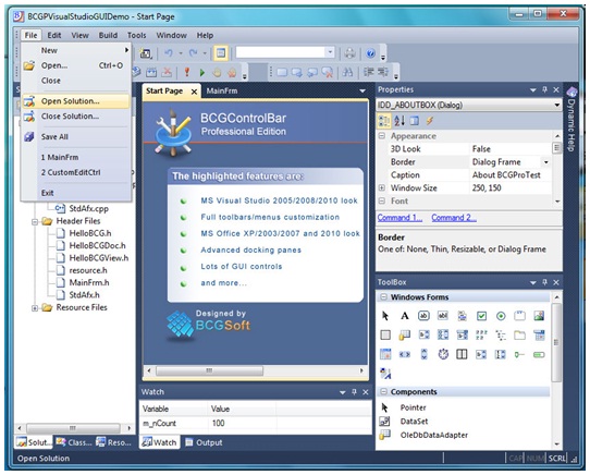 BCGControlBar功能特點詳解 - 類似Microsoft VS 2010的外觀