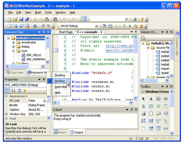 BCGControlBar功能特點詳解 - 類似VS 6.0/VS.NET/VS 2005/2008的外觀