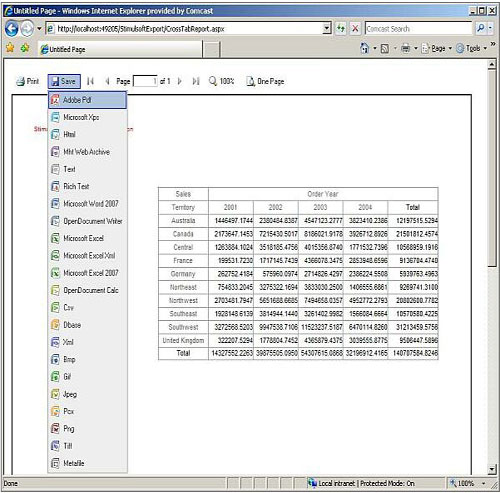Stimulsoft reporting，商業(yè)智能報(bào)表，交叉報(bào)表，PDF，Word，Excel格式
