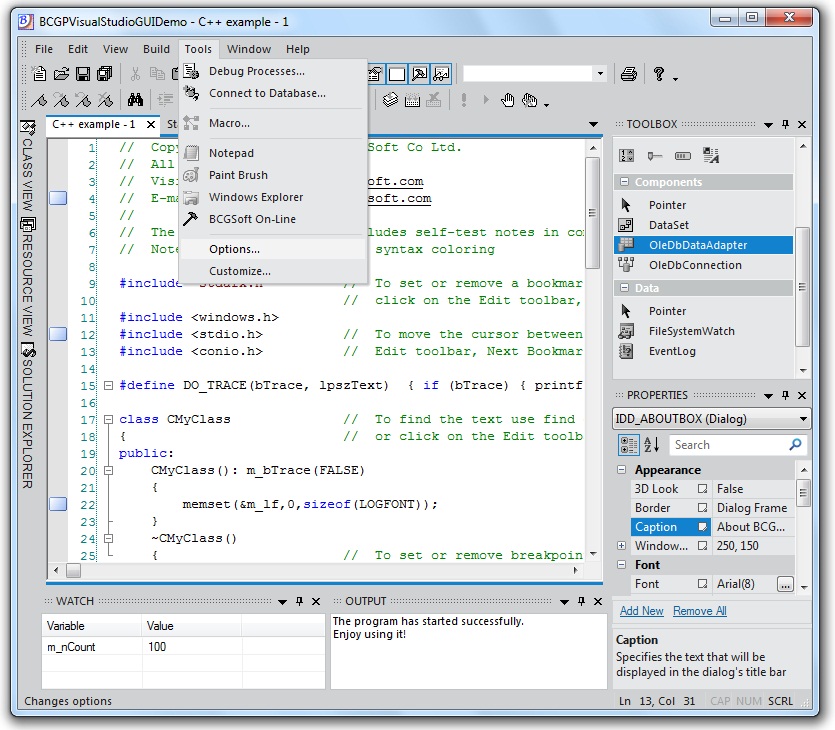 BCGControlBar MFC用戶界面控件套包發布v17.1-Visual Studio11風格，圖形可視化設計器，Tree Map控件